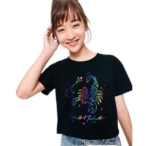 Sugar & Jade Tween Scorpio Zodiac Graphic T-Shirt Cropped Black Size XXL NWT’s